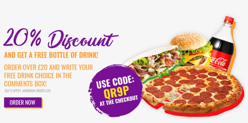 20% Off Discount With Free Drink - Fast Food, transparent png download