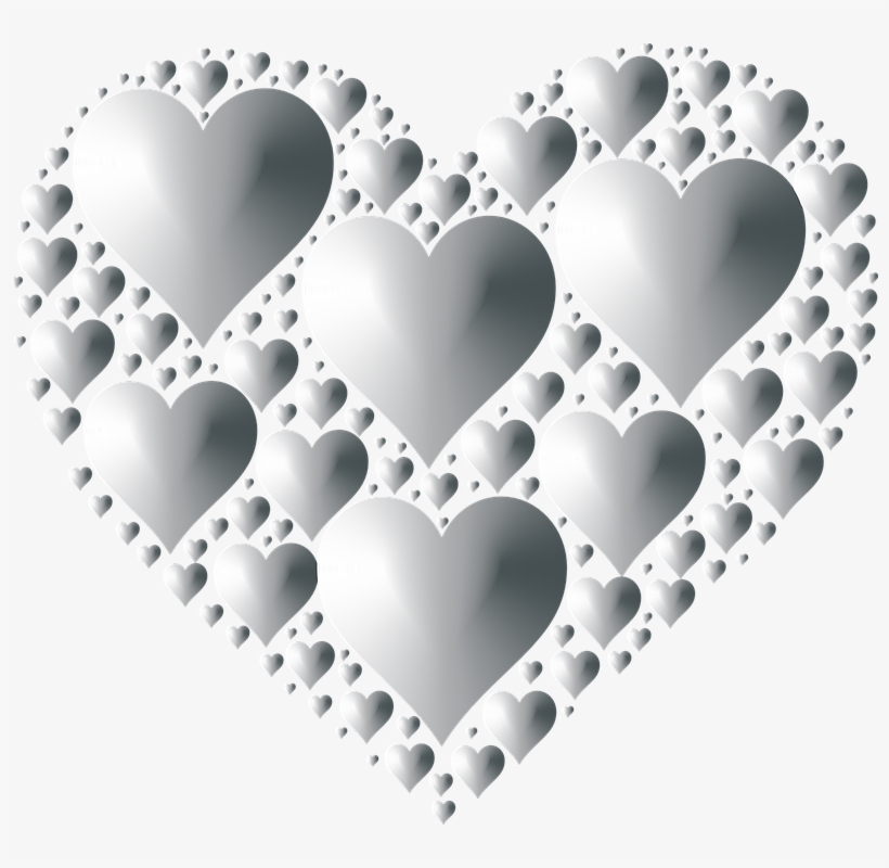 Silver Hearts Png - Black And White .png Hearts, transparent png download