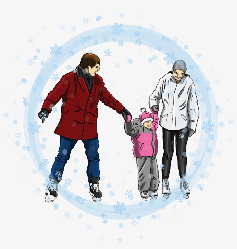 Family Skate Illustration - Snow, transparent png download
