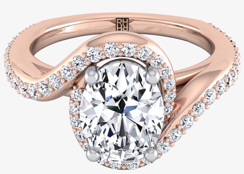 Oval Diamond Pave Wave Design Engagement Ring In 14k - Pre-engagement Ring, transparent png download