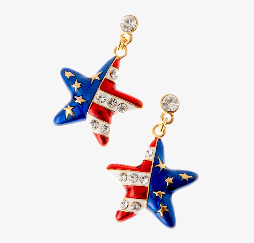 American Flag Star Shaped Drop Earrings In Red, White - Earrings, transparent png download