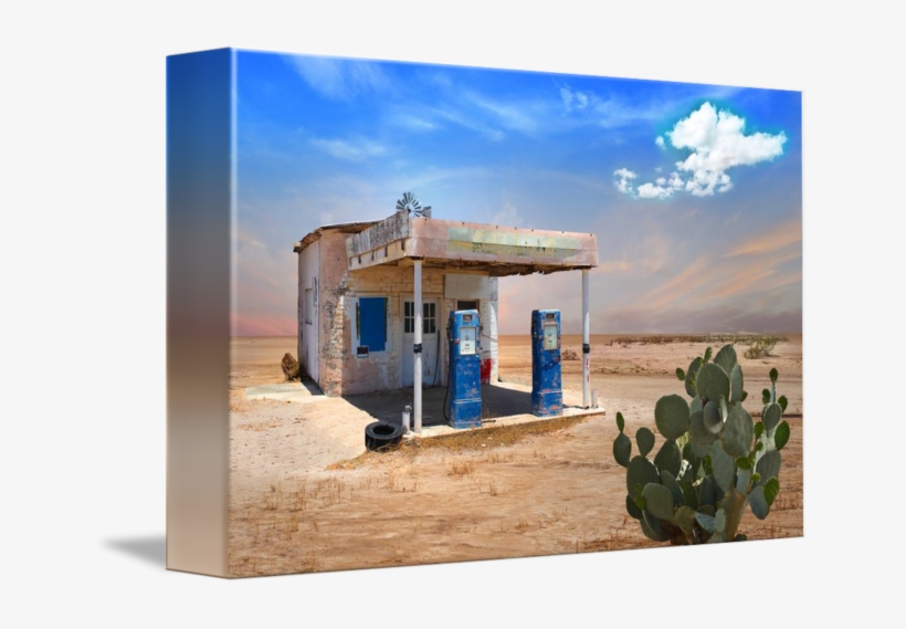 In Desert By Charles Harker - Route 66 Old Station Gas, transparent png download
