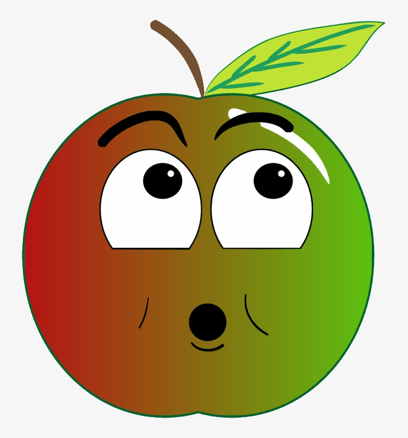 Fruit Pomme Vert Rouge Surpris - Angry Apple Clipart Png, transparent png download