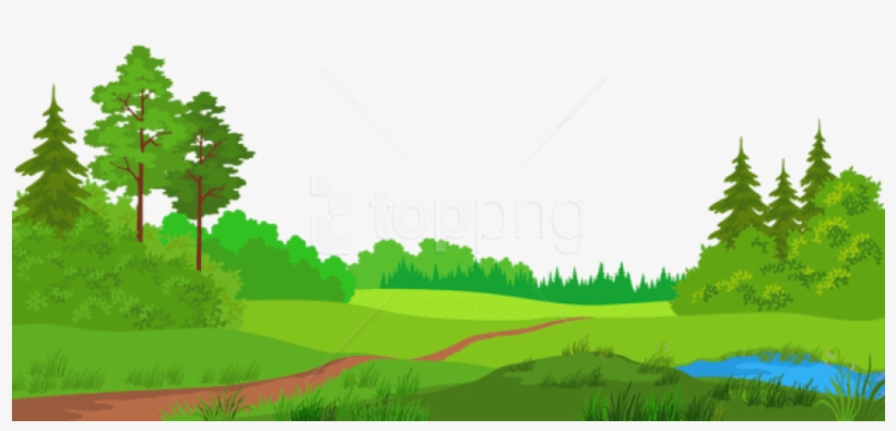 Free Png Download Meadow With Treespicture Png Images - Trees And Grass Clipart, transparent png download