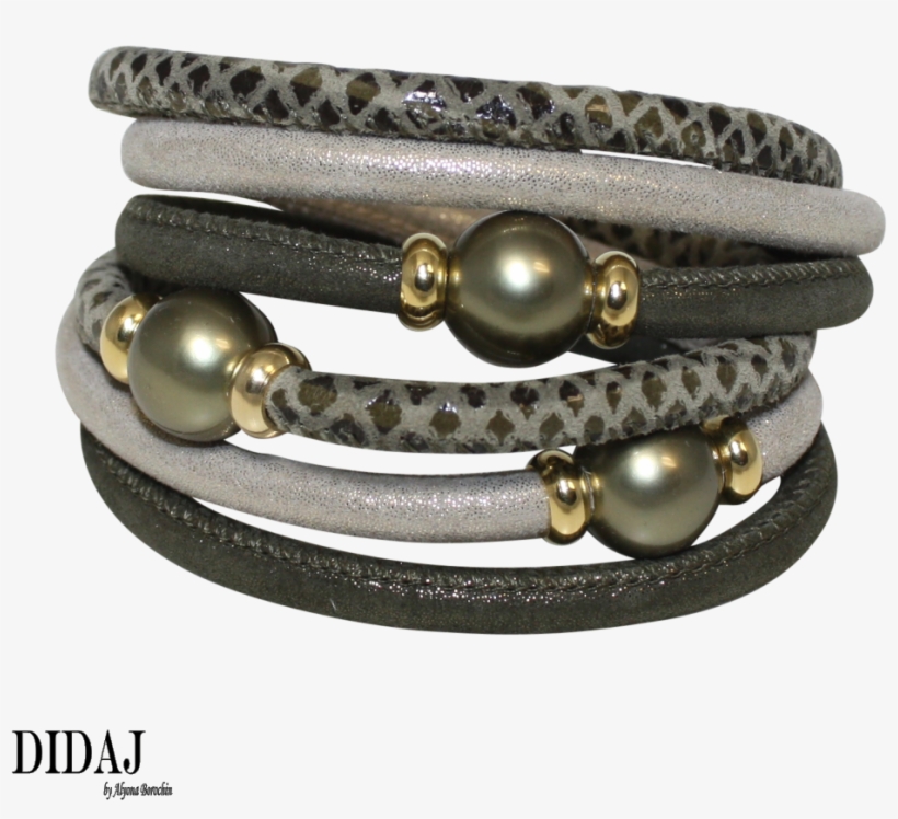 Didaj Gold & Olive Green Snake Italian Wrap Leather - Bracelet, transparent png download