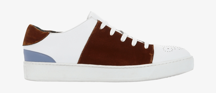 White Leather Sneakers With Velvet Details - Suede, transparent png download