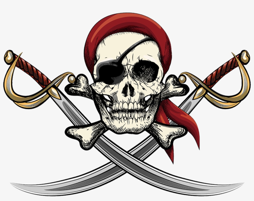Skull Piracy Wall Decal Clip Art - Illustration, transparent png download