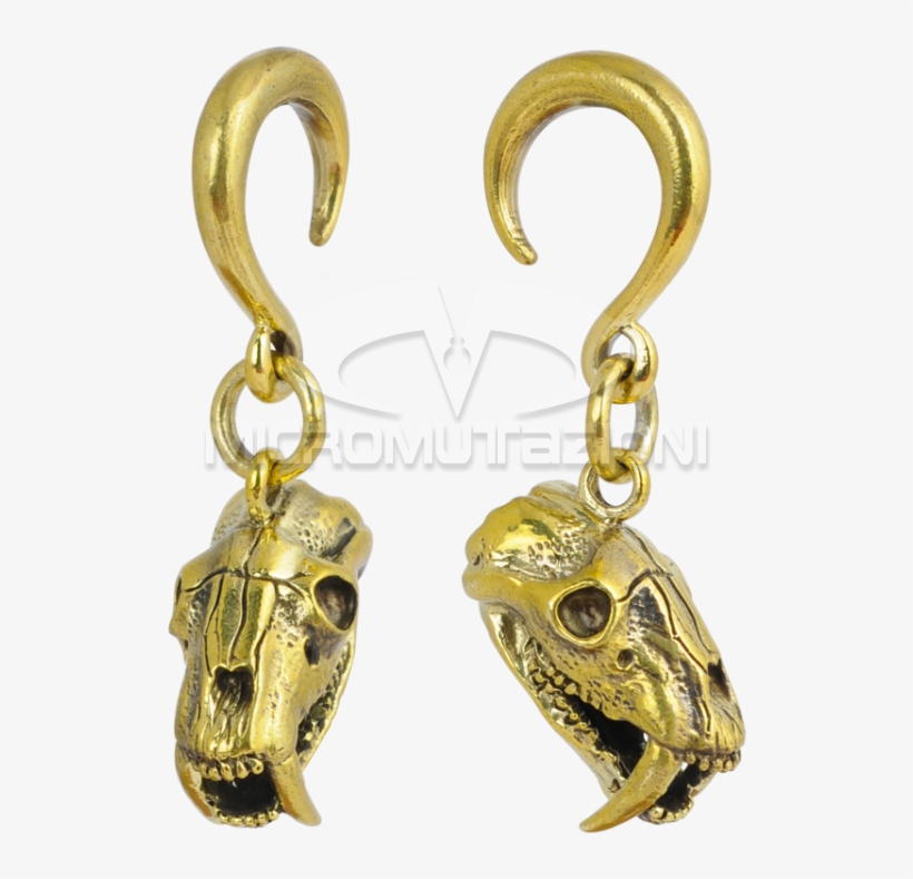 Brass Ear Weight Skull Pendant Ear - Earrings, transparent png download