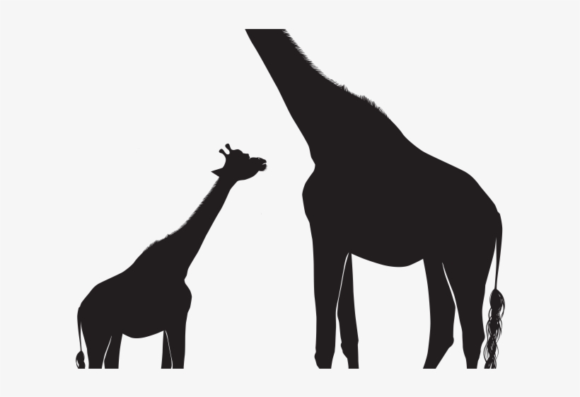Giraffe Clipart Silhouette - Giraffe Silhouette Mom And Baby, transparent png download