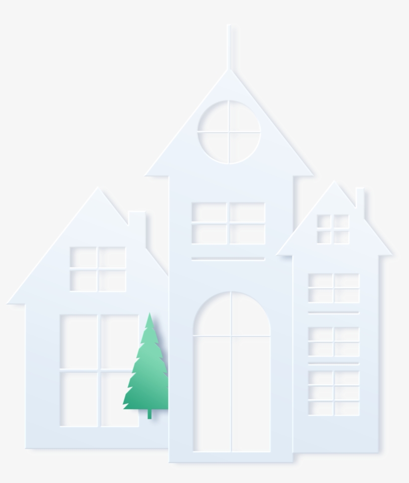 Flat Simple Cartoon Paper Cut Style Png And Psd - House, transparent png download
