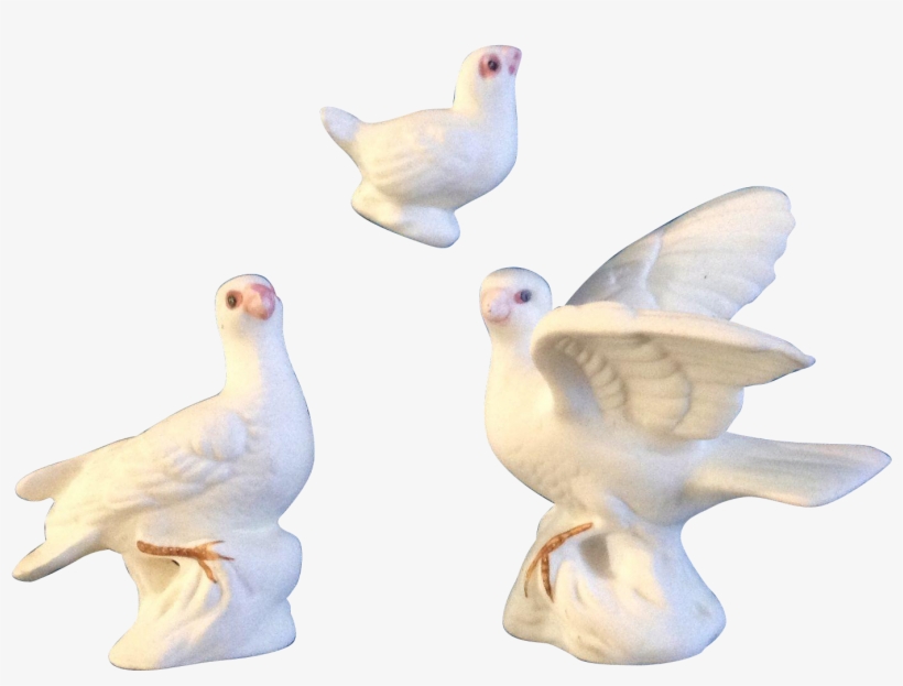 Bone China Miniatures White Dove Bird Family Set Vintage - Figurine, transparent png download