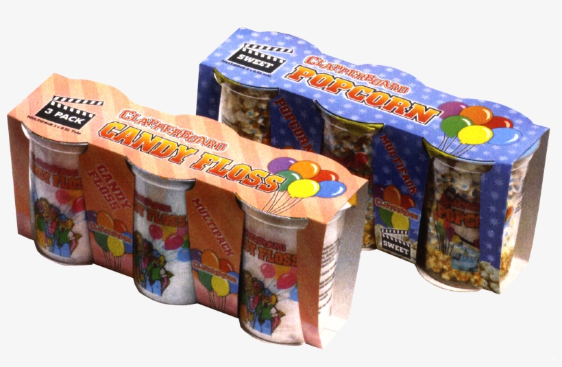 Con 128 Clapperboard 3 Pack Candy Floss & Popcorn - Candy, transparent png download