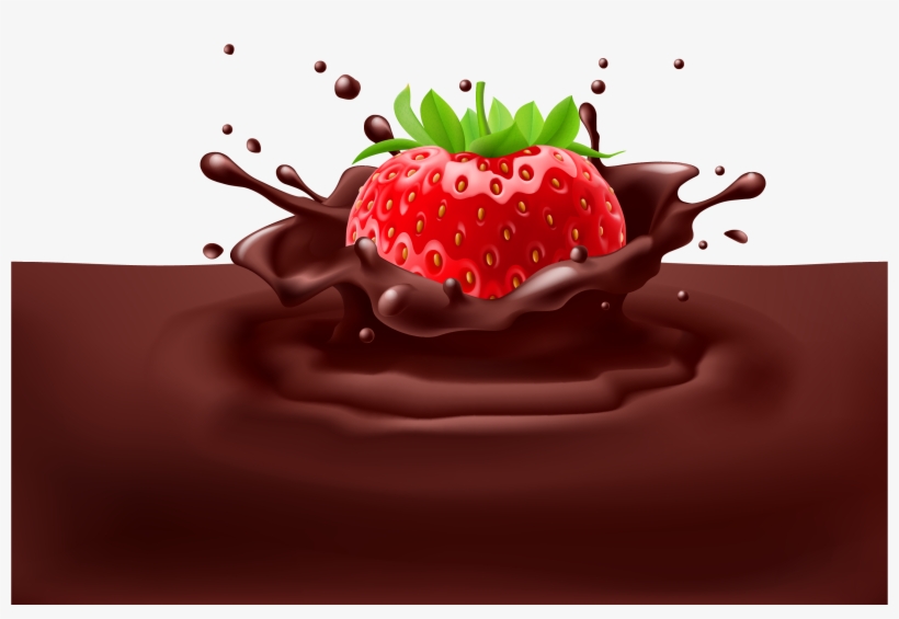 Strawberry Chocolate Food Clip - Strawberry With Chocolate Png, transparent png download