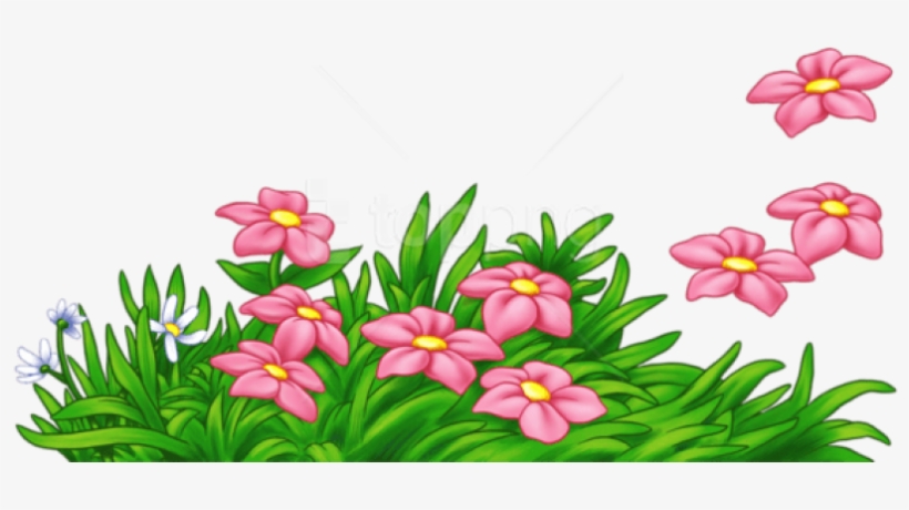 Free Png Download Grass With Pink Flowers Png Images - Flower With Grass Clipart, transparent png download