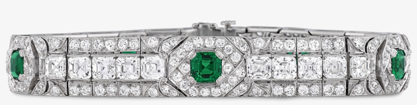 Untreated Colombian Emerald And Diamond Bracelet - Diamond, transparent png download