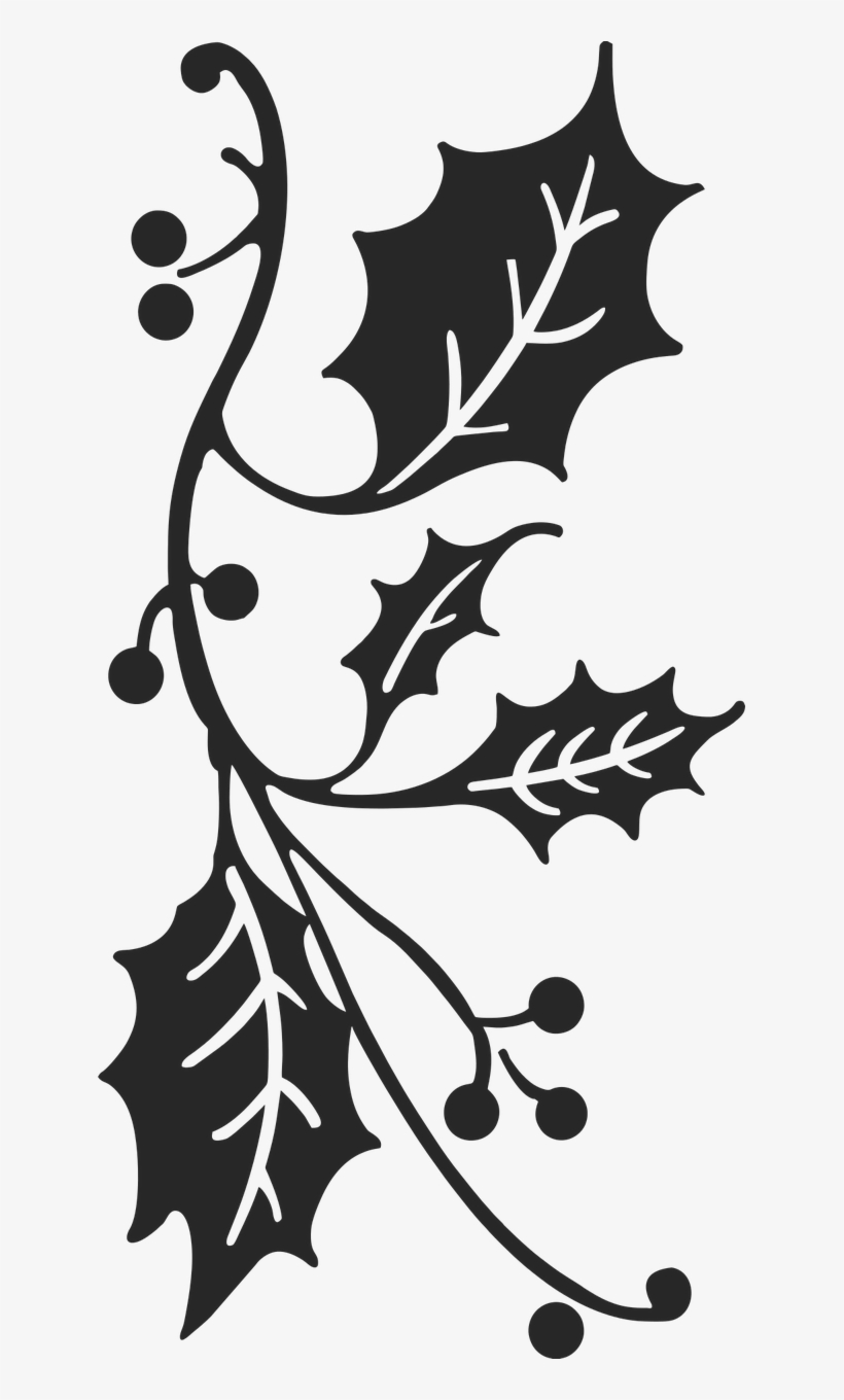 Holly, Winter, Christmas, Holiday, Xmas, Decoration - Black And White Christmas Holly, transparent png download