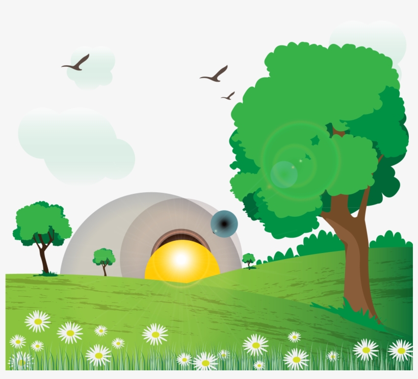 Sunrise Clipart Meadows - Paisaje Natural Dibujo Png, transparent png download