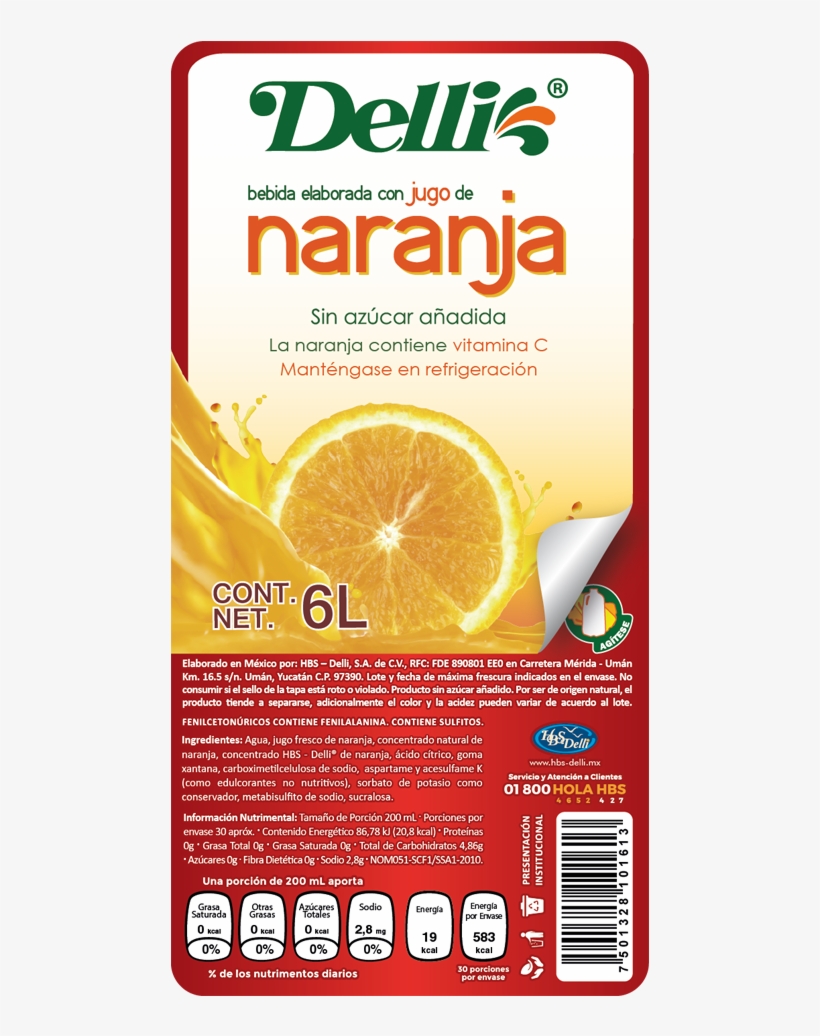 Etiqueta Frente 120 - Etiqueta De Jugo De Naranja, transparent png download