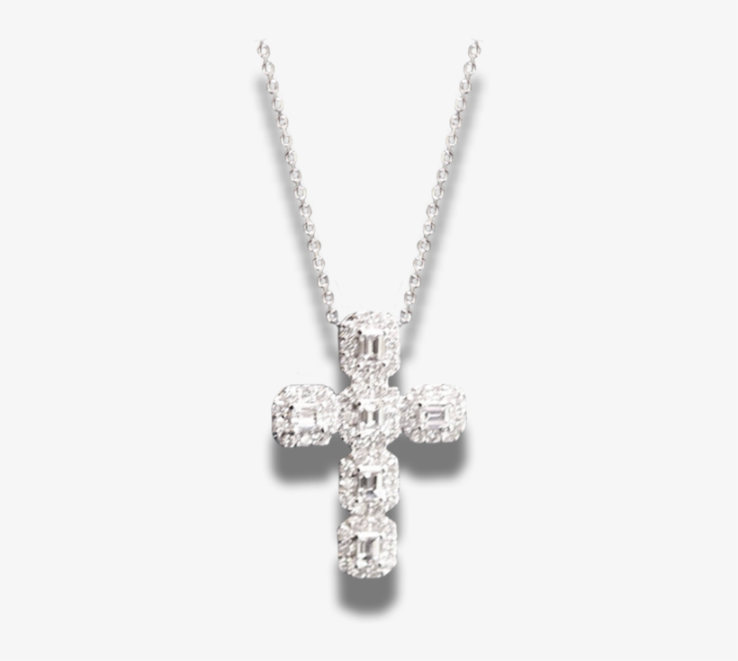 Diamond White Gold Cross Pendant - Pendant, transparent png download