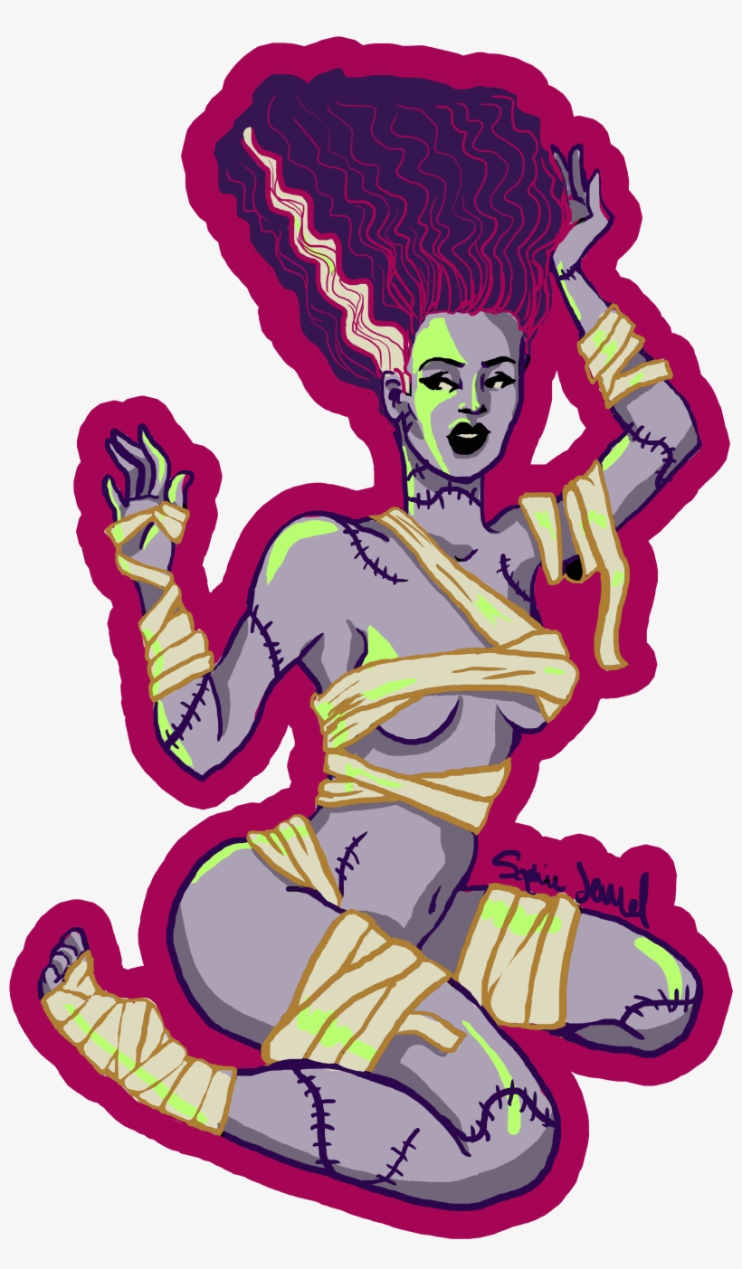 Bride Of Frankenstein Pinup Sticker - Illustration, transparent png download