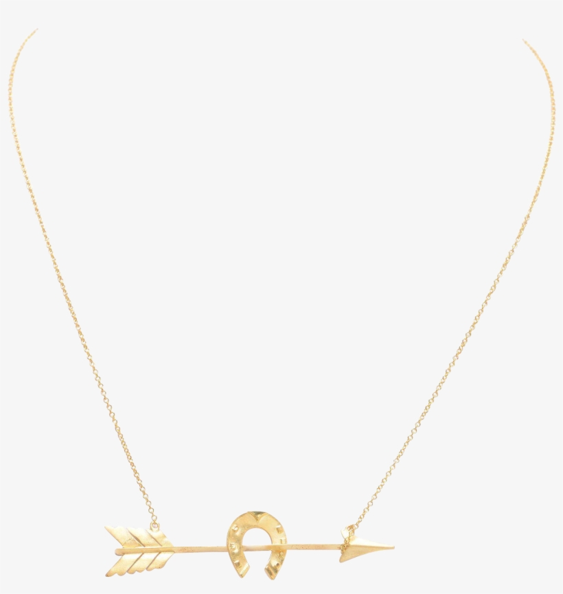Gold Arrow And Horseshoe Necklace - Necklace, transparent png download