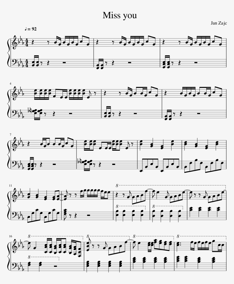 Louis Tomlinson - Miss You - Undertale Quiet Water Piano Sheet Music, transparent png download