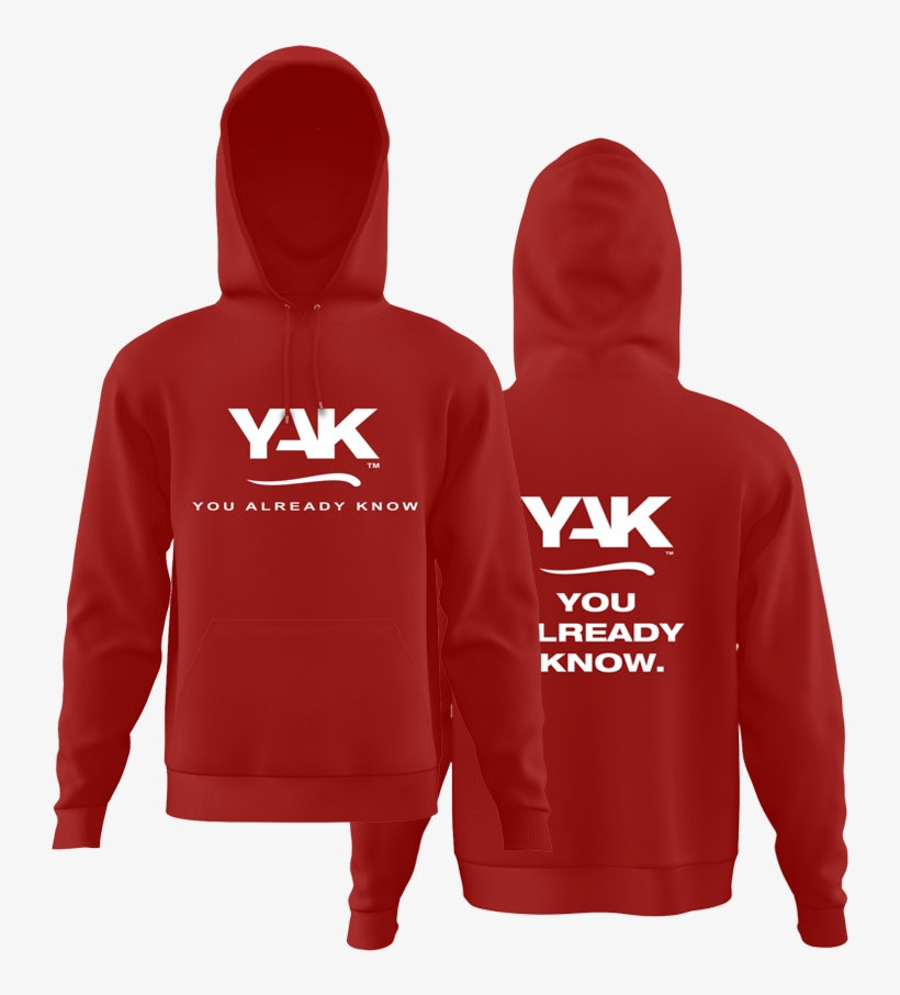 Yak Urban Style Hoodie 3 Red Front-back - Hoodie Black Front Back, transparent png download