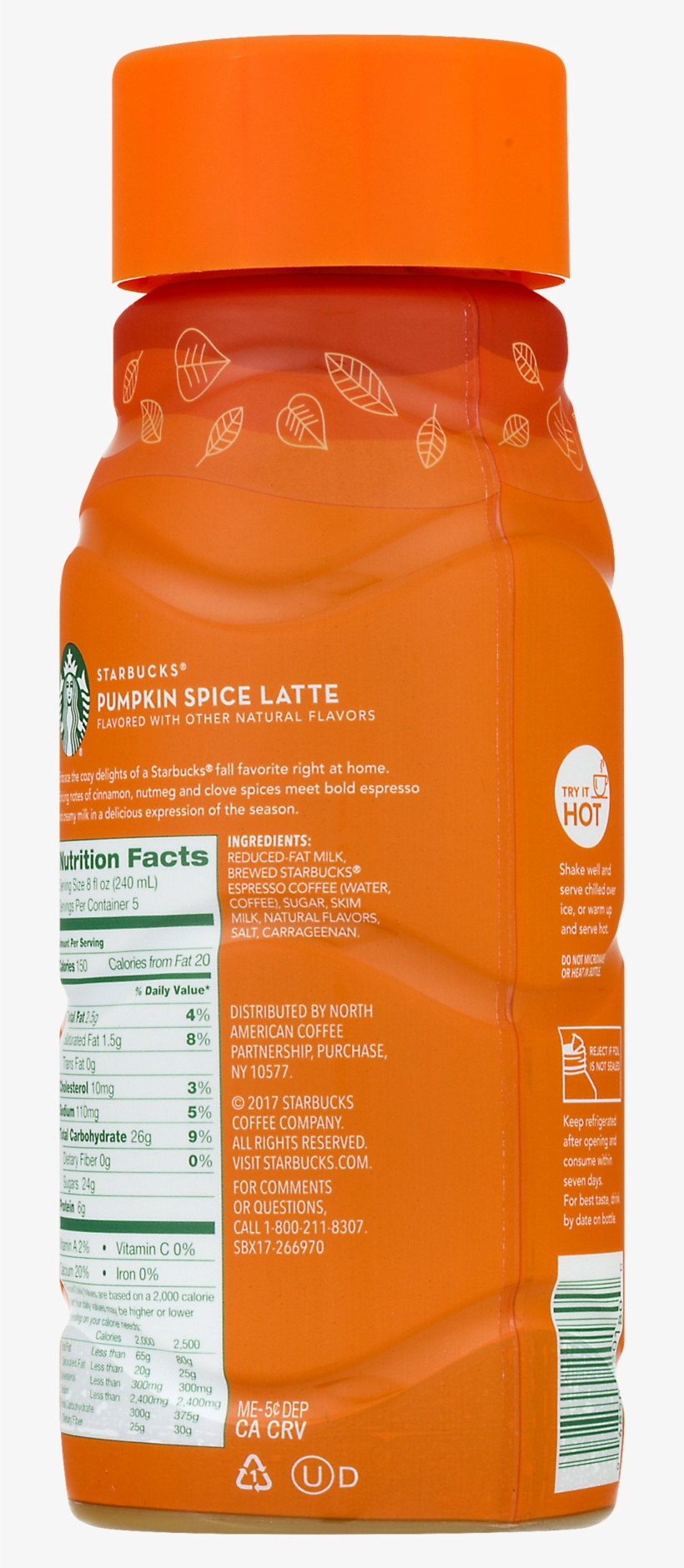 Starbucks Pumpkin Spice Latte, Espresso Beverage, 40 - Plastic Bottle, transparent png download