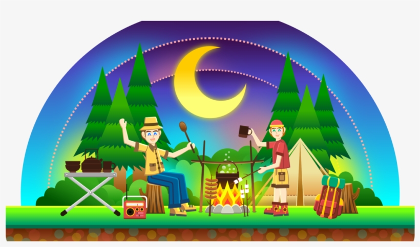 Campout At Del Valle - Family Camping Clip Art, transparent png download