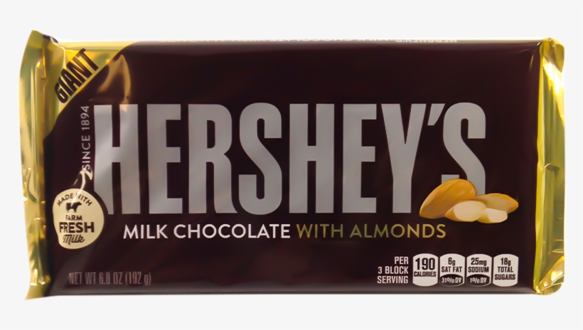 Hershey's Giant Bar Milk Chocolate With Almonds - Hershey's, transparent png download