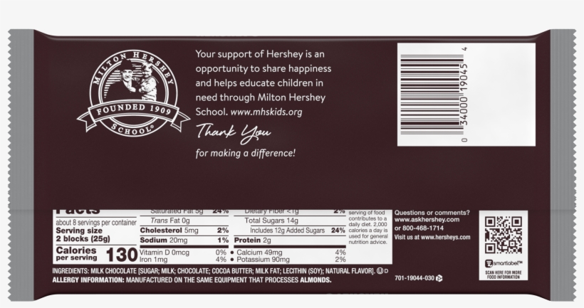 Hershey's, Milk Chocolate Candy Giant Bar, 7 Oz - Hershey's Milk Chocolate Candy Giant Bar 7 Oz, transparent png download