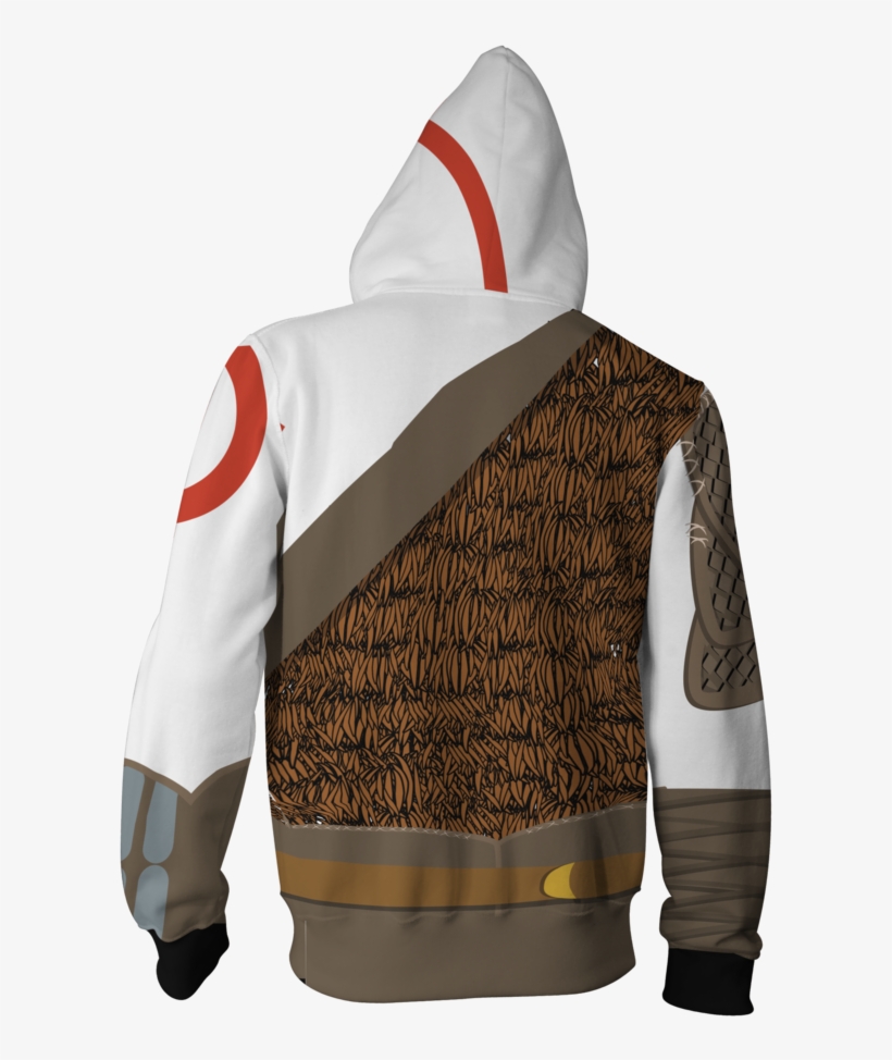 God Of War Kratos Cosplay Zip Up Hoodie Jacket Fullprinted - Hood, transparent png download