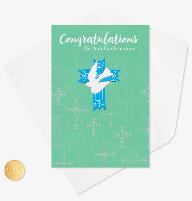 Dove And Crosses Confirmation Card - Paper, transparent png download