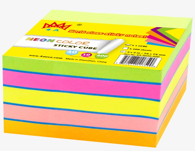 4a Sticky Note Cube In Ultra Colors Neon Assorted Total - Box, transparent png download