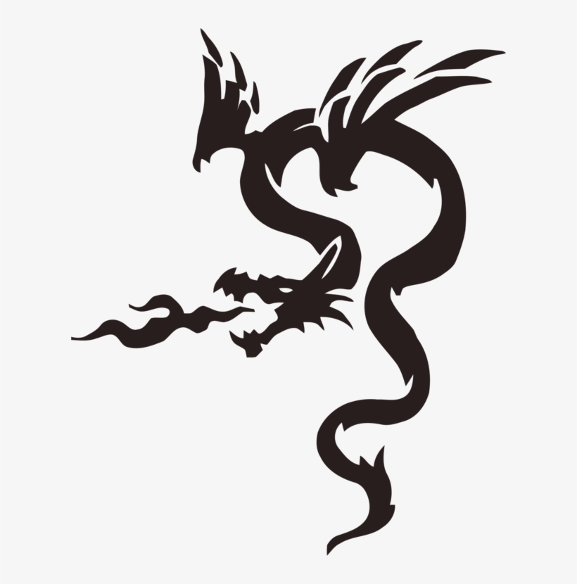 Art Chinese Dragon Stencil Japanese Dragon - Dragon Negro De Karate, transparent png download