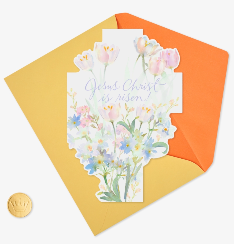 Cross-shaped Card With Flowers Religious Easter Card - Bouquet, transparent png download