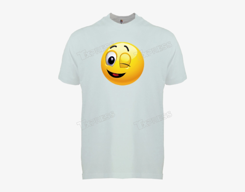 Shirt-emoji Wink White - Smiley, transparent png download