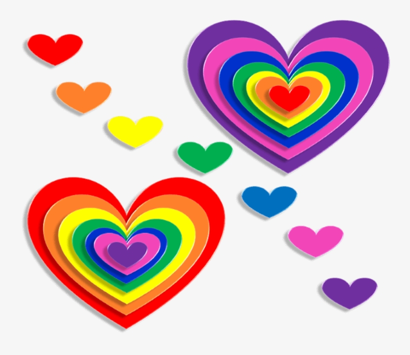 Valentine Hearts - Valentine's Day Rainbow, transparent png download