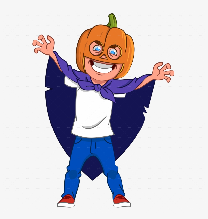Boy In Pumpkin Costume - Cartoon, transparent png download