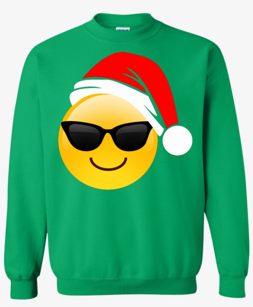 Emoji Christmas Shirt Cool Sunglasses Santa Hat Family - Shirt, transparent png download