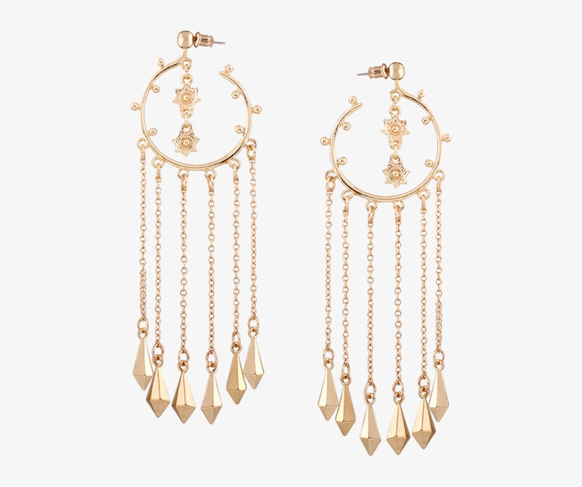 Fancy Fringed Alloy Circle Maxi Drop Earrings - Earrings, transparent png download