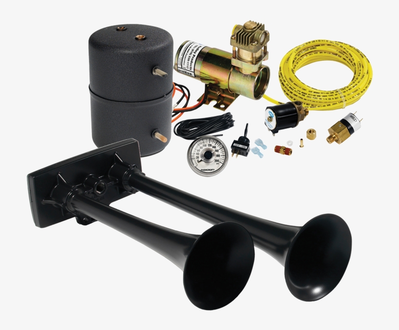 93″ Black Plastic Bully Air Horn Kit - Hadley Horns H00850ec Air Horn Compressor, transparent png download