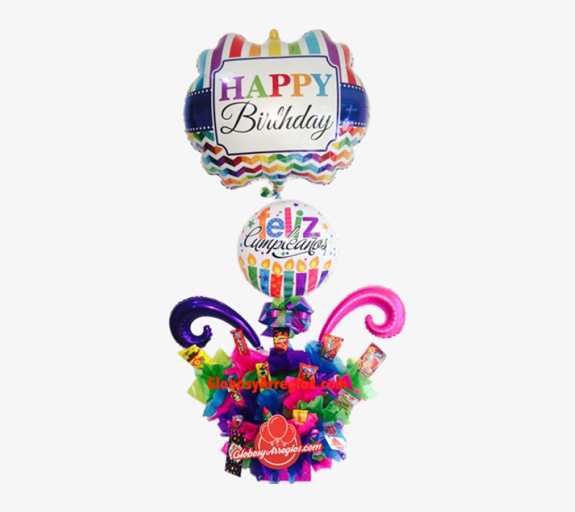 Arreglo De Globos Con Dulces Cumplea Os Globo Enorme - Birthday Bright Napkins - 2ply Paper (16pk) (pack, transparent png download