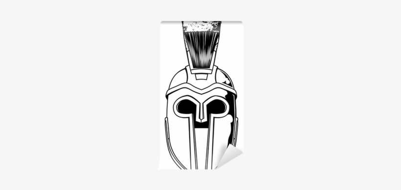 Monochrome Spartan Helmet Illustration Wall Mural • - Spartan Helmet Sketches, transparent png download