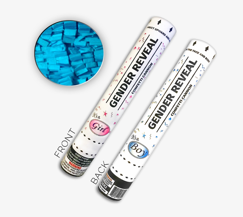 Gender Reveal Confetti Cannon - Gender Reveal Confetti Cannon Front Back, transparent png download