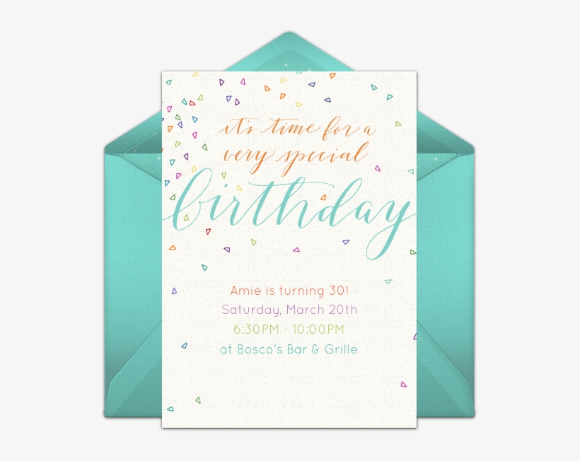 Colorful Confetti Blue Online Invitation - Wedding Invitation, transparent png download