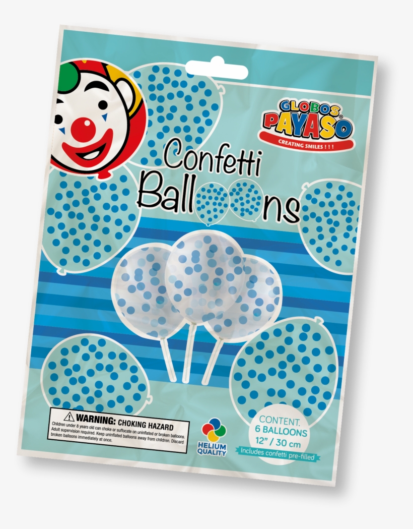 Clear Balloons With Blue Confetti Pack Of - Globos Payaso, transparent png download