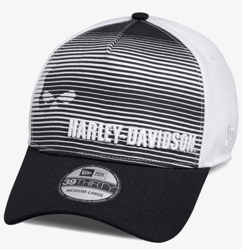 Men's Black Skull Striped 39thirty Cap, transparent png download