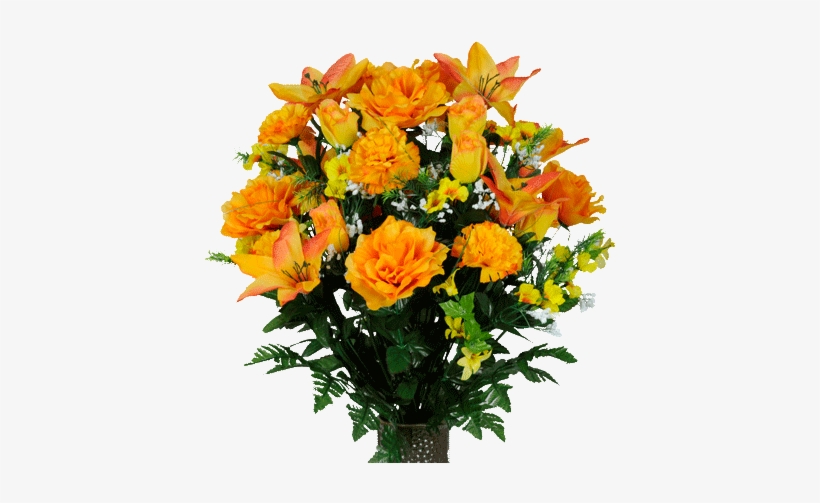 Orange Flower Png Orange Lily And Yellow Rose Mix - Ruby's Silk Flowers Orange Lily And Yellow Rose Mix, transparent png download