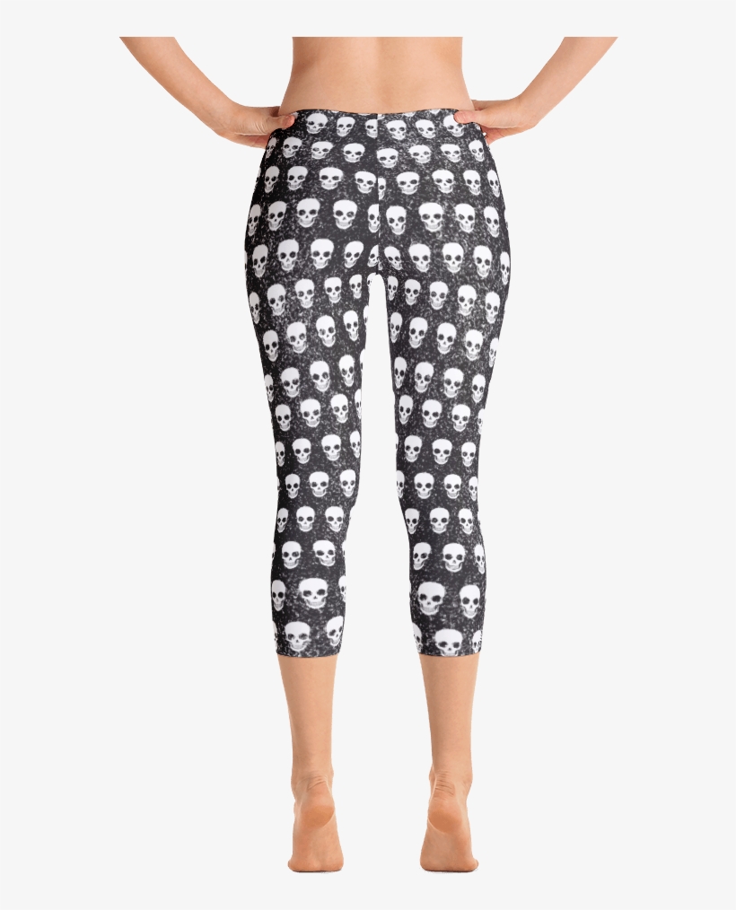 Black Skull Capri Leggings - Happy Double Hooded Pied Frenchie Capri Leggings, transparent png download